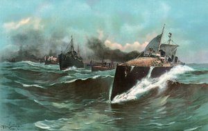 カナリア諸島からプエルトリコまでの途中にあるスペインの魚雷艇の艦隊 作： William Louis Jnr. Sonntag