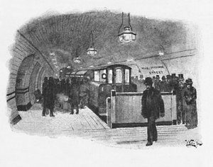 電気鉄道駅都市と南ロンドン、キングウィリアムストリート、1891 作： William Luker