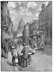 セントポールを示すフリートストリート、1891年 作： William Luker