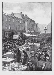 日曜の朝のミドルセックス・ストリート、ペティコート・レーン（Petticoat Lane）（リトグラフ 作： William Luker