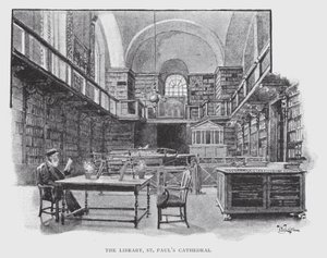 セント・ポール大聖堂の図書館（リトグラフ 作： William Luker