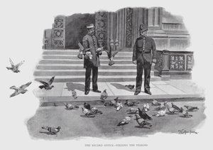 レコードオフィス「鳩に餌をやる」（リトグラフ 作： William Luker