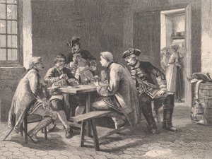 カードで遊ぶ兵士、イラストレイテッド ロンドン ニュース、1861 年 5 月 4 日より