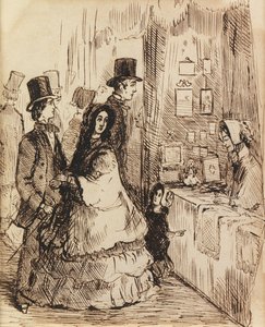 美徳が報われた：バニティフェアのブース（ペンとインク） 作： William Makepeace Thackeray