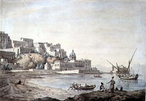 ボルゴ・ディ・キアイア、ナポリ、1767年頃（紙にペンとインク、水彩画