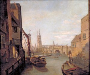ペッパー・アレイ・ステアーズから見たロンドン・ブリッジ」1788年                                                     作： William Marlow