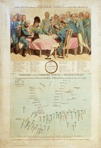 トラファルガーの戦いの前の攻撃計画を士官に説明するネルソン卿」。 作： William Marshall (after) Craig