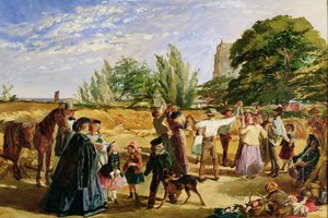 ノーフォークの収穫シーン：「Hello Largesse」のスケッチ、1861 作： William Maw Egley