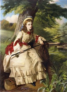 若い女性釣り、1873 作： William Maw Egley