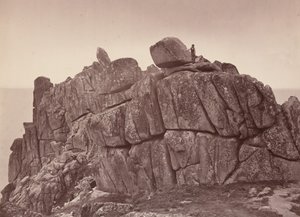 ローガン・ロック、コーンウォール南海岸、1860年代（写真）