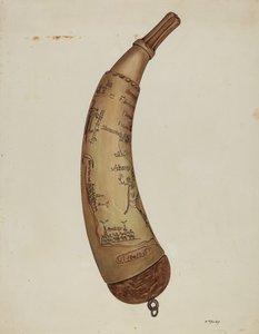 パウダーホーン（1940年頃）。 作： William McAuley