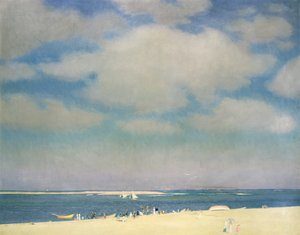 砂浜のある海景（チャタムの浜辺） 1915年頃 油彩・キャンバス 作： William McGregor Paxton
