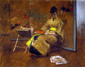 和服を着た少女。着物 1887年頃 作： William Merritt Chase