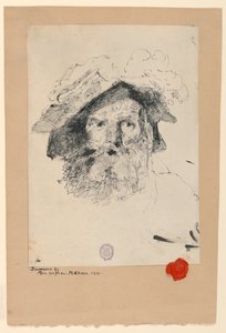 デッサン、髭を生やした男の頭部、1872-78年 作： ウィリアム・メリット・チェイス