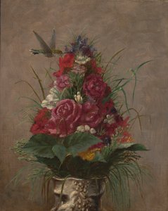 ハチドリのある花の静物 作： William Merritt Chase