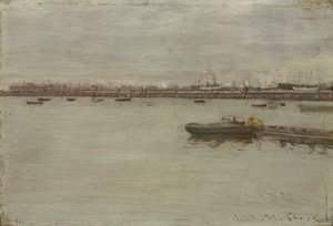 湾の灰色の日、c。 1886年。 作： William Merritt Chase