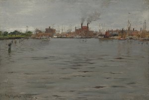 ハーバー シーン、ブルックリン ドックス 作： William Merritt Chase