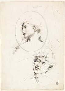 2 つの女性の頭 作： William Merritt Chase