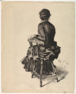 座っている女性 作： William Merritt Chase