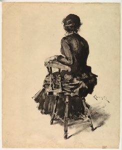 座る女性 作： ウィリアム・メリット・チェイス