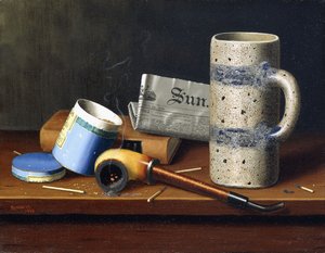 青いタバコ箱のある静物、1878 作： William Michael Harnett