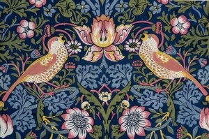いちご泥棒。装飾生地（詳細）。 1883 作： William Morris