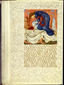 ディドが自分を刺し、ウェルギリウスの「アエネーイス」の第4巻を開く 作： William Morris