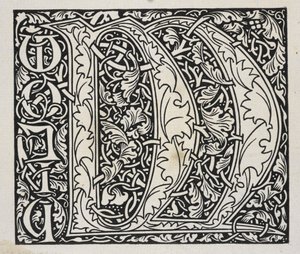 イニシャル、モノクロ。 作： William Morris
