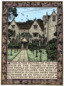 Kelmscott Manor、Gloucestershire、News from Nowhere、c1892 1901の表紙 作： William Morris