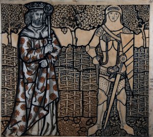 アーサー王とランスロット卿、1862 年。 作： William Morris