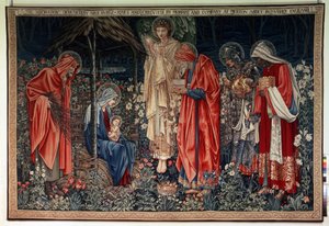 マギの礼拝。 ウィリアム・モリス (1834-1896) の工房のタペストリー 作： William Morris