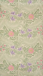 ラークスパー。 壁紙、1874年。 作： William Morris