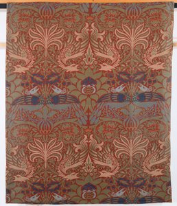 ドラゴン孔雀、手織りのツイルカーテン、モリス＆Co.、1878