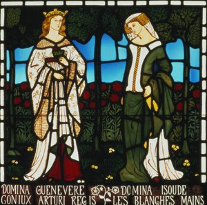 ギニアクイーンと白い手のイゾルデ、「トリスタンとイゾルデの物語」、William Morris und Co.、1850年（ステンドグラス） 作： William Morris