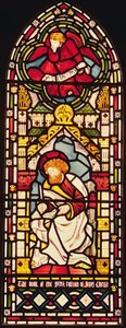 聖マタイ、1870年頃のステンドグラス 作： William Morris