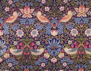 ウィリアム・モリス（1834-96）デザインの「いちご泥棒」テキスタイル 1883年（プリントコットン 作： William Morris