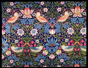 「いちご泥棒」、ウィリアム・モリスがデザインしたテキスタイル、1883年 作： William Morris