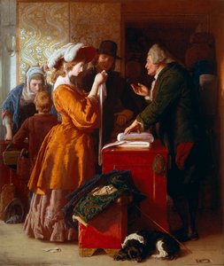 ""ウェディングドレス選び "" 詳細ウィリアム・マルレディ（1786-1863）による絵画。1845.ロンドン。ヴィクトリア・アンド・アルバート博物館