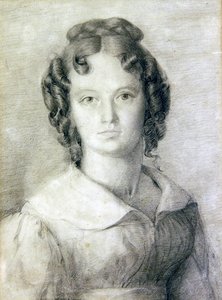 シャーロット・ロルフの胸像（鉛筆・色鉛筆・紙） 作： William Mulready