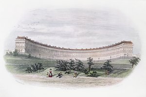 ロイヤルクレセント、バース、公園から、J。シュリーによって彫刻 作： William N. Hardwick of Bath