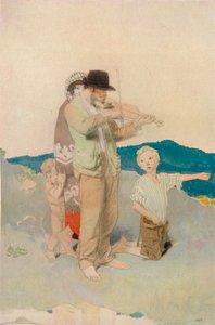 フィドラー、ウェイサイドウェディングの中央グループの研究、c1923 作： William Newenham Montague Orpen