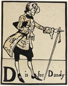 DはDandy、「An Alphabet」のイラスト、パブ。 1898年（手彩色木版画） 作： William Nicholson