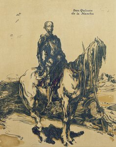 ドン・キホーテ・デ・ラ・マンチャ、「ロマンスのキャラクター」のイラスト、1900年に初版（カラーリソ） 作： William Nicholson