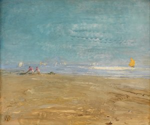 シーズンの終わり、シロッコ：リド（パネルに油彩） 作： William Nicholson