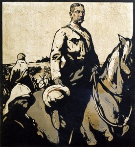 キッチナー卿 (1850-1916)、1899 年発行の「12 の肖像画 - 第 2 シリーズ」のイラスト (手描きの木版画) 作： William Nicholson