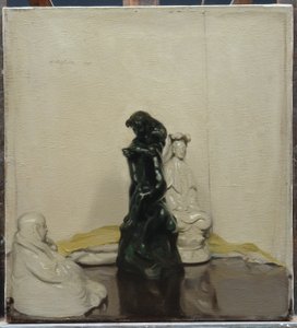 小像とロダンブロンズ 作： William Nicholson