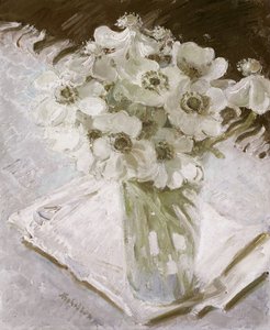 白いアネモネ（キャンバスに油彩） 作： William Nicholson
