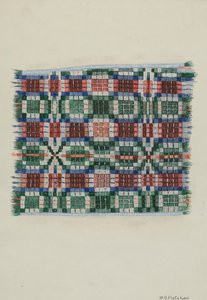 手織りのカバーレット、1937年頃。