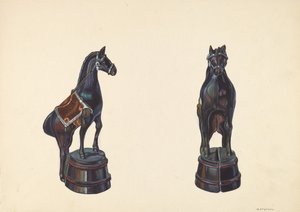 バレルバンクに乗った馬、1938年頃 作： William O. Fletcher