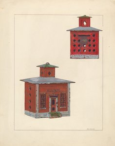 赤い校舎の銀行、1937年頃。 作： William O. Fletcher